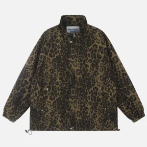 Aelfric Eden Leopard Print Stand Collar Jacket