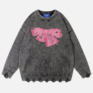 Aelfric Eden Washed Bow Distressed SweatShirt