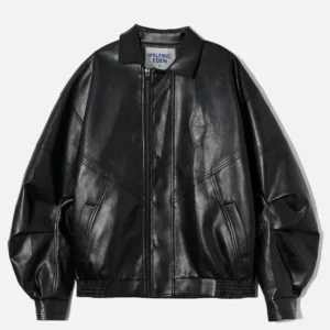 City Of Love Zip Up Ruched Leather Jacket